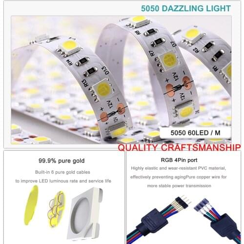 IP68 filling Casing LED Light Strip 5050 60LEDs/M 12V Flexible Led Tape Light RGB Waterproof LED Strip Light