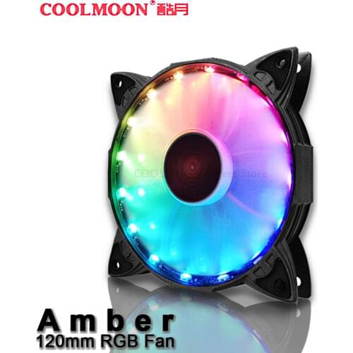 COOLMOON 12CM PC Fans 120mm RGB Fan Rainbow 5V A-RGB Chassis Quiet Fan Control Water Cooler Custom Amber