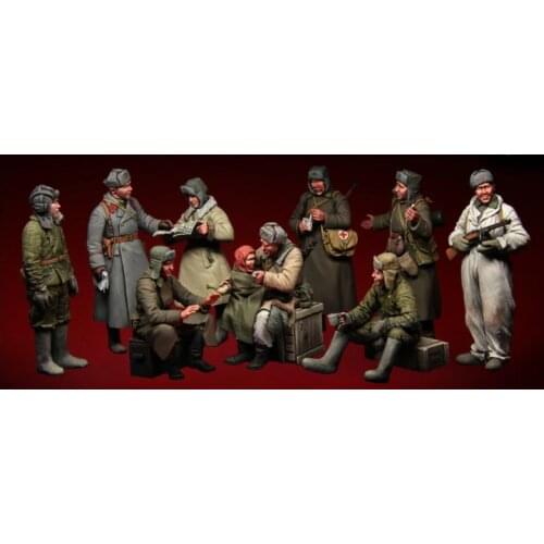 1/35 WW2 Soviet soldiers winter 10 people WWII Resin Model Kit figure Free Shipping