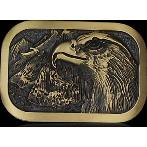 Fashion Retro Pure Copper Carving Eagle Belt Buckle Super Cool Male Logo Jeans Accessories Fit 3.8-4cm Belt Man Gift