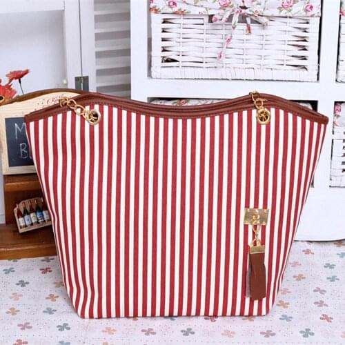 1pcs fashion Messenger Bag Women Lady Girls popular Handbags Striped Canvas Hit Color Shoulder Messenger Bag