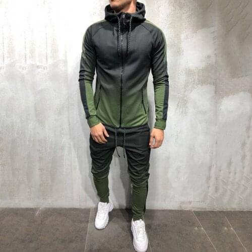 Mens Casual Tracksuit Long Sleeve Full-Zip Chandal Hombre Mens Clothes Running Jogging Sweat Suits Set
