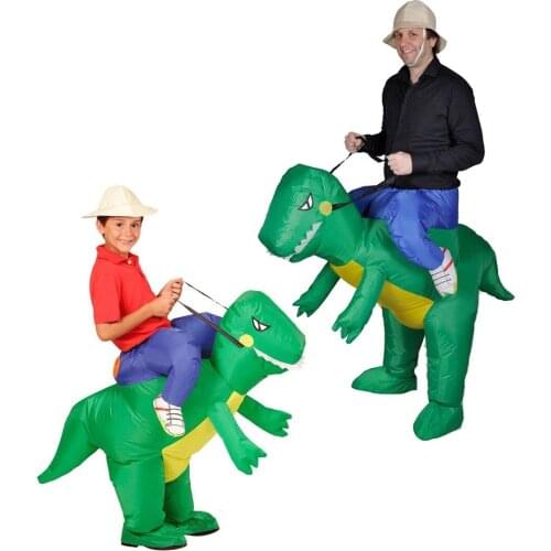 Purim Costumes Airblown Fan Operated T-Rex Inflatable Dinosaur Suit Outfit Costume for Kids and Adults Dino Rider