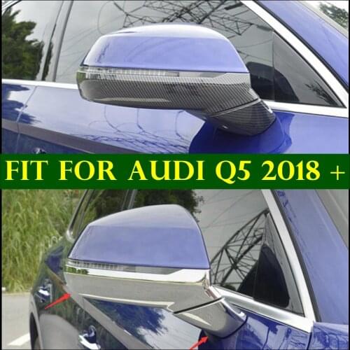 Lapetus Side Door Rearview Mirror Strip Cover Trim Fit For Audi Q5 2018 - 2020 ABS Car Accessories Chrome / Carbon Fiber Look