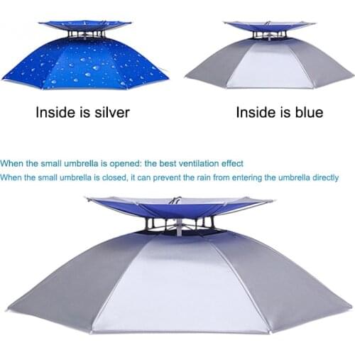 Outdoor Double-deck Sunny Rainy Anti-UV Umbrella Hat Cap Rain Gear For Cycling Fishing Hiking Beach B2Cshop