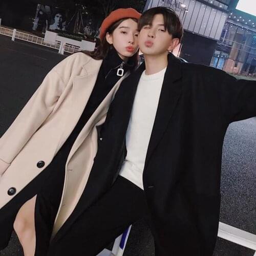 2019 new woolen coat, mens and womens solid color long coat, autumn and winter coat, Korean coat