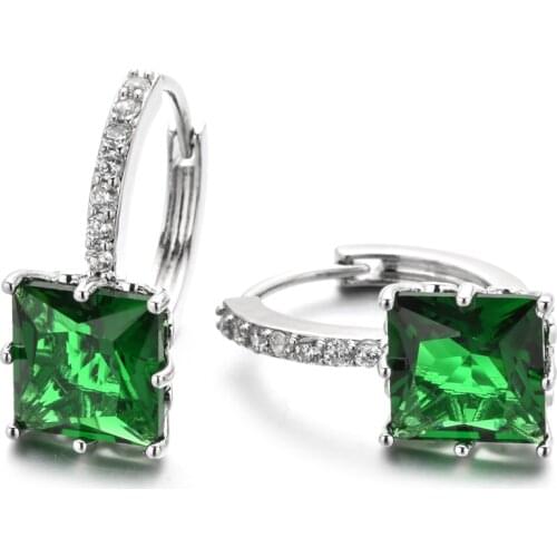 New fashion temperament square Zircon Earrings for women / Girls wedding party multi color jewelry gifts for women ER-515