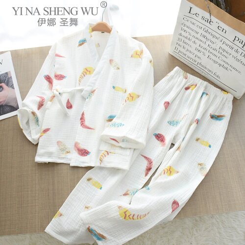 Yukata Kids Girls Pajamas Sleepwear Childrens Loose Traditional Oriental Cute Japanese Style Cartoon Kimono Suit Asian Clothes