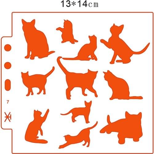 Cat group plastic mold shield DIY cake scrapbook stencils hollow Embellishments printing lace ruler Valentines Day