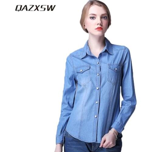 QAZXSW Womens Denim Shirts