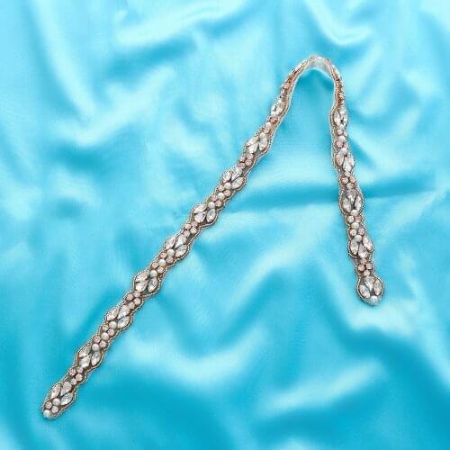 Sash Wide Belt Rhinestone DIY Beaded On For Accessory Applique Sewing Crystal Wedding Dresses Iron Bridal S132