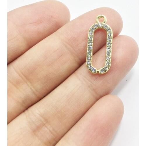 Eruifa 6pcs 18*8mm Connector Rhinestone Coin Zinc Alloy Necklace Earring Bracelet Jewelry DIY Handmade 2 Colors