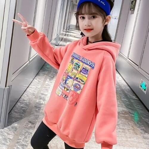 Girls' Hoodies Sweatshirts Kids Outwear 2021 Special Velvet Thicken Warm Winter Autumn Cotton Fleece Outdoor Childrens Clothing