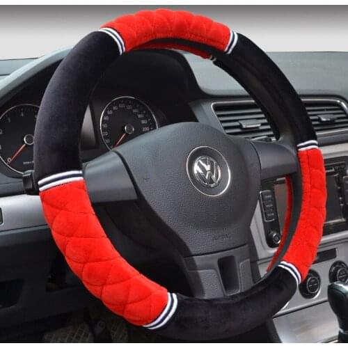Universal Car Steering Wheel Cover Skidproof Auto Steering- Anti-Slip Universal Warm Short Furry Flocking Steering Wheel Cover