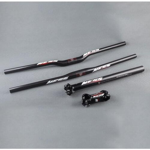 NESS Carbon Fibre Bicycle MTB Handlebar Set Bike Handlebar + Seatpost + Stem Cycling Mountain Parts