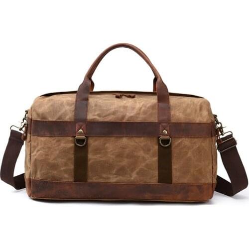 Waterproof oil wax canvas mens hand bag new vintage shoulder bag large capacity travel bag totes