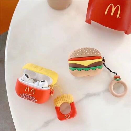 Cute Food French Fries Burger Hamburger Headphone Cases For Apple Airpods Pro 1 2 Soft Silicone Protection Earphone Cover Coque
