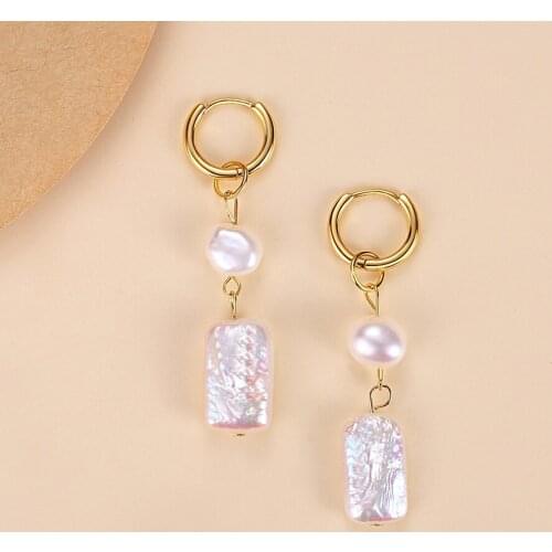 ELESHE Wholesale 925 Sterling Silver Hoop Earrings Trendy Pearl Long Dangle Earrings Women Gold/Silver/Rose Gold Fine Jewelry