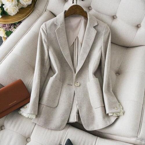 Lace Stitching Blazer Female Korean Version of British Style 2020 New Autumn Slim Waist One Button Suit