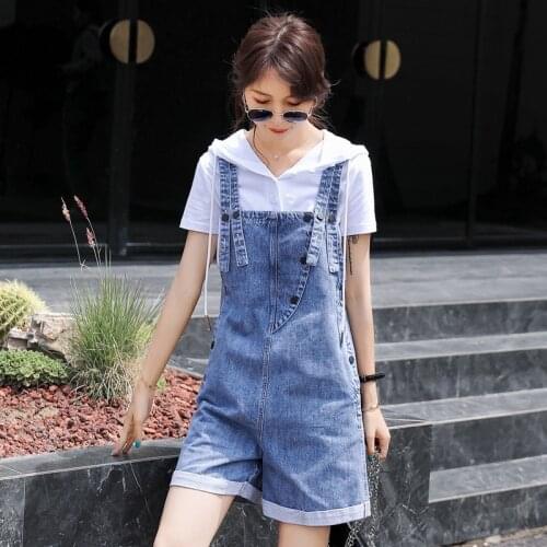 Womens New Jeans Summer Denim Jumpsuit Loose Suspenders Trousers Cowboy Overalls Tirantes Fashion Shorts Casual Wide Leg Pants