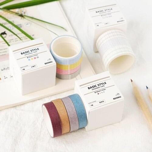 11pcs Basic Style Color & Grid Paper Masking Tape Decoration Washi Tape Set Sticker for Diary Album DIY Stationery F712