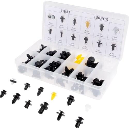 150Pcs 12kind Car Door Trim Panel Clips Auto Bumper Cover Fender Fastener Clip Set Automotive Plastic Rivet Fasteners Boxed Kit