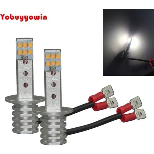 2Pcs H1 Sharp 12-Chips Led 60W Bulbs White 6000K 12V-24V Car LED High Power Super White For Fog Lamp Daytime Running Light