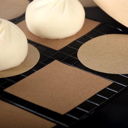 500Pcs/lot Round Square Brown Color Non-Stick Steamer Bottom Oil Paper Food Baking Steamed Buns Pad Papers