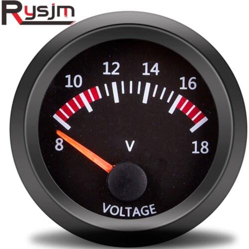 Voltmeter for Car Gauge VOLTS Gauges 2" 52mm VOLT Meter 12V Auto Instrument Voltage Meters 8~18V Black Bezel + auto gauge cup