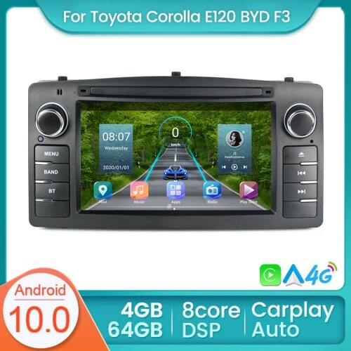 Autoradio Android 10 4G LTE Car GPS Navigation Multimedia NO DVD Player For Toyota Corolla E120 BYD F3 Mirror Link DSP