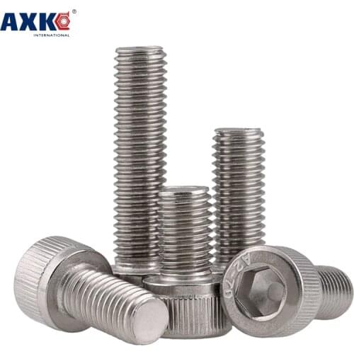 AXK 1PCS 304 stainless steel GB70/DIN912 bolt cylindrical hexagonal screw cup head screw M4*5-100mm