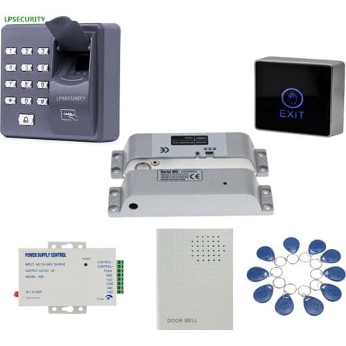 Biometrics Fingerprint & RFID ID Card Door Access Control electric drop bolt lock kit with doorbell 10 tags 10 cards