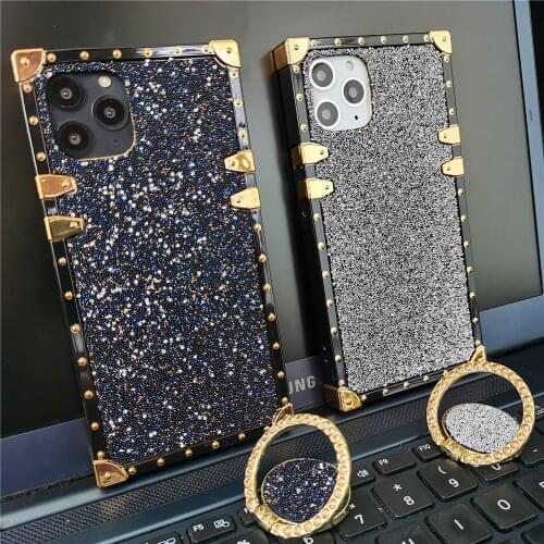 Luxury Starry Sky Stars Round Beads Square Case for iPhone 12 XS Max X XR 11 PRO MAX 7 8 Plus 6 6S Fashion Glitter Phone Cover