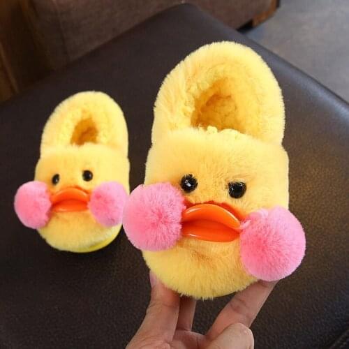 Childrens Cartoon Slippers Cute Winter House Lovely Warm Non-Slip 2021 New Baby Boys Girls Home Indoor Soft Fur Cotton Shoes