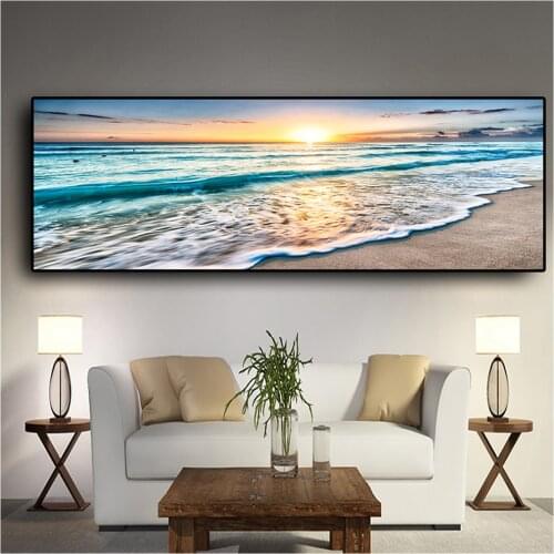 DIY Diamond Embroidery Sunsets Natural Sea Beach 5D Diamond Painting Landscape Mosaic Wall Picture Poster Art Home Decor