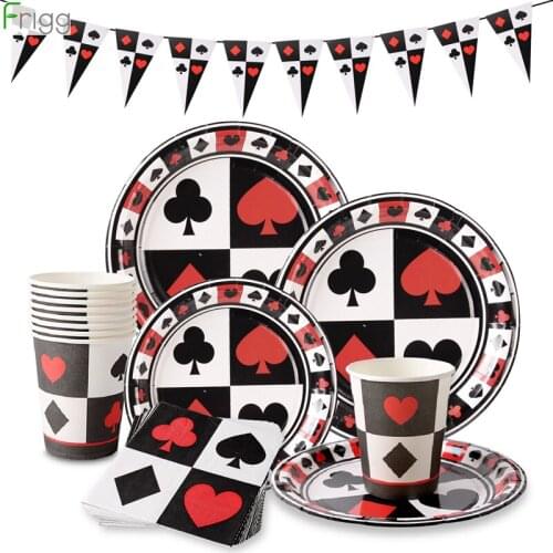 Casino Theme Decoration Playing Card Disposable Tableware Poker Las Vegas Party Decoration Balloon Game Night Magic Party Supply