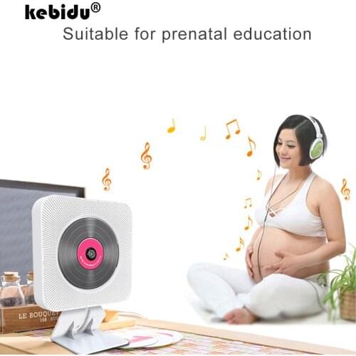 Kebidu CD Player Wall Mounted Bluetooth Stereo Audio Early Learning Speaker Wireless Remote Control CD Mp3 FM Radio HiFi Speaker