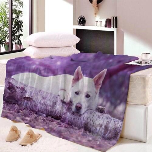 Pet Dog Collection Sherpa Blanket 3D Animal Pug Plush Throw Blanket Bulldog Husky Doberman Rottweiler Thin Quilt