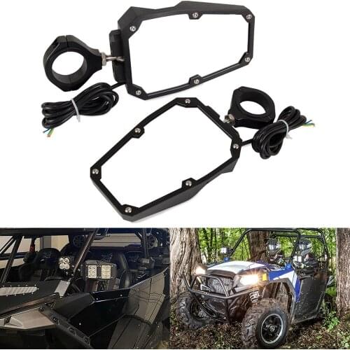 UTV Rear View Side Mirror Kit with LED Spot Lights w/ 1.75" 2" Roll Cages for Polaris RZR XP 1000 Can-Am Maverick Yamaha Rhino