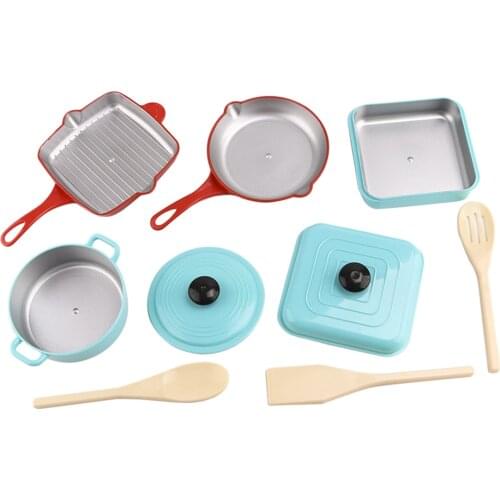 9-piece Kitchen Cooking Tools Pot Pans Pretend Role Play Toys For Boys Girls