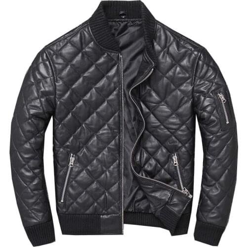 Mcikkny Mens Genuine Letaher Jackets Motorcycle Short Real Leather Jackets Outwear For Male Streetwear Clothing