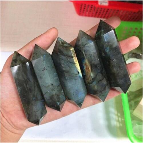 Labradorite Double Wand Point Natural Crystal Towers For Decoration
