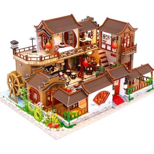 Mini Landscape Kids Toys Dollhouse with Furniture Assemble Wooden Miniature Doll House Diy Dollhouse Puzzle Toys Children Gift