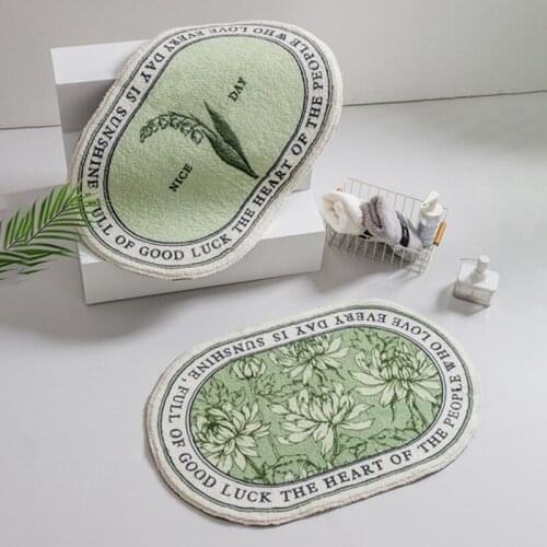 Non-slip Bath Mat Absorbent Bathroom Floor Mat INS Welcome Doormat Oval Plush Rug Entrance Mats Area Rugs for Home Decor