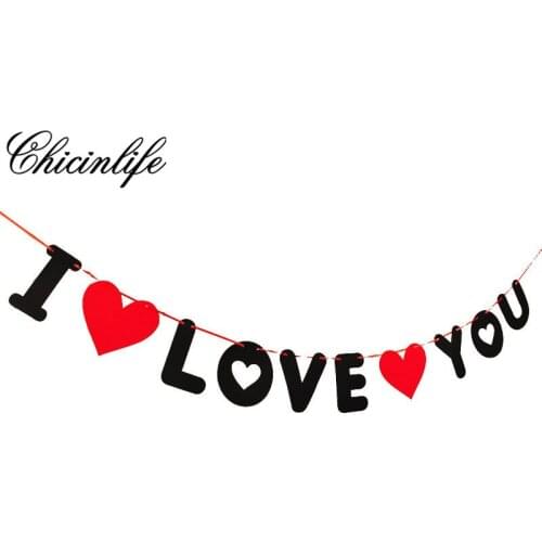 Chicinlife 1Set Non-woven I Love You Banner Wedding Garland Photo Props Valentine Bridal Shower Party Decorations Supplies