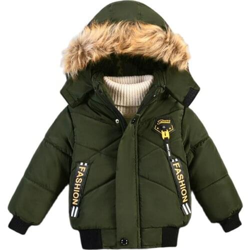 2021 New Winter Jacket for Boy Autumn Cotton Outerwear Fashion Children Kids Baby Hooded Thick Plush Warm Boys Coat Clothes
