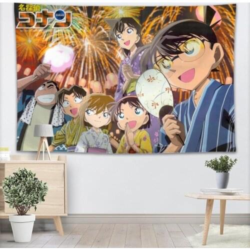 New Custom Detective Conan Tapestry Printed Creative living room bedroom background wall fabric hanging painting small fresh
