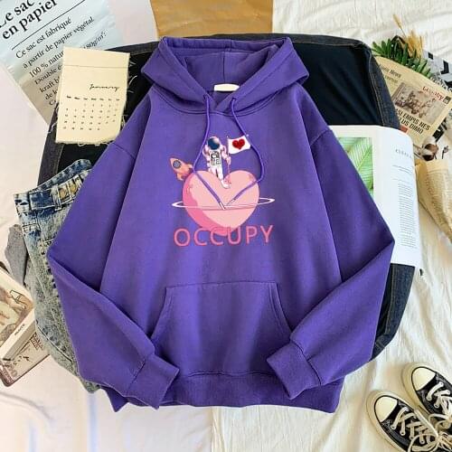 OCCUPY Pink Astronaut Cartoons Sweatshirt Men Autumn Casual Sportswear Crewneck Hip Hop Hoodies Crewneck Pullover Hoody Mens