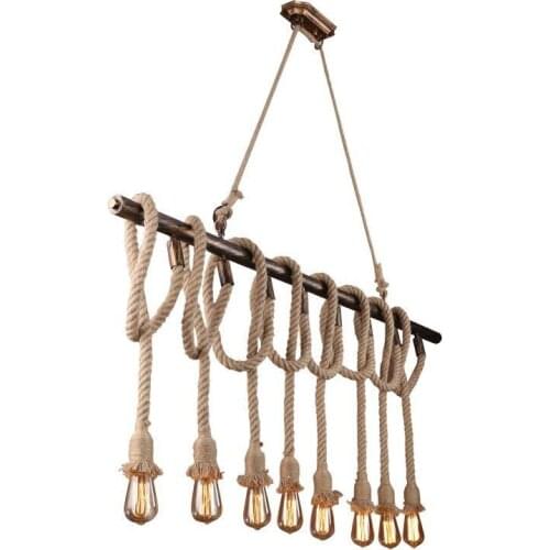 Hemp Rope Chandelier American Retro Loft Industrial Style Bar Restaurant Coffee Shop Clothing Store Window Pendant Lamp