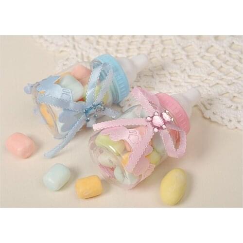 Baby Shower Gift Box Bottle Blue Boy Pink Girl Baptism Christening Brithday Party Favors Gift Favors Candy Box Bottle